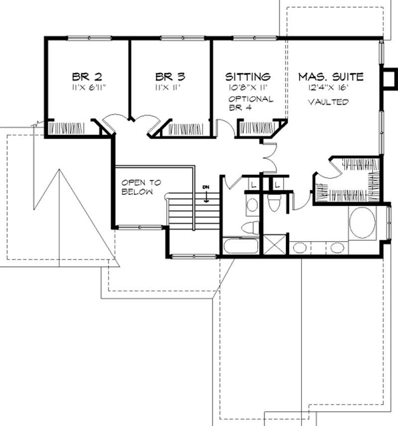 Floor Plan Second Story of Country Plan #146-2890
