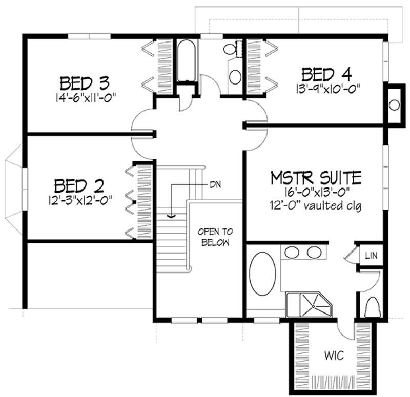 Floor Plan Second Story of Country Plan #146-2892