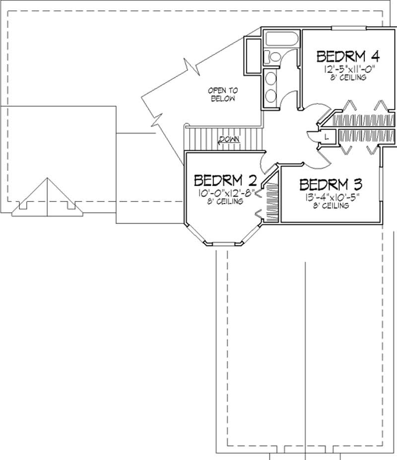 Floor Plan Second Story of Cape Cod Plan #146-2895