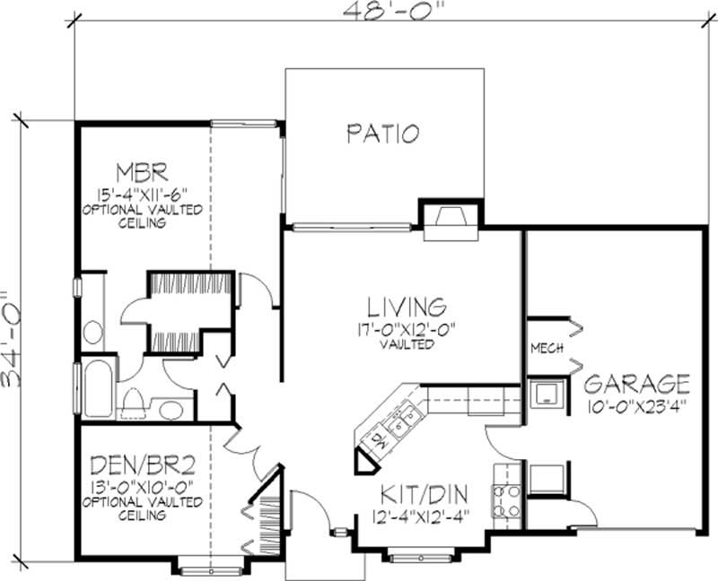 Floor Plan First Story of Ranch Plan #146-2900