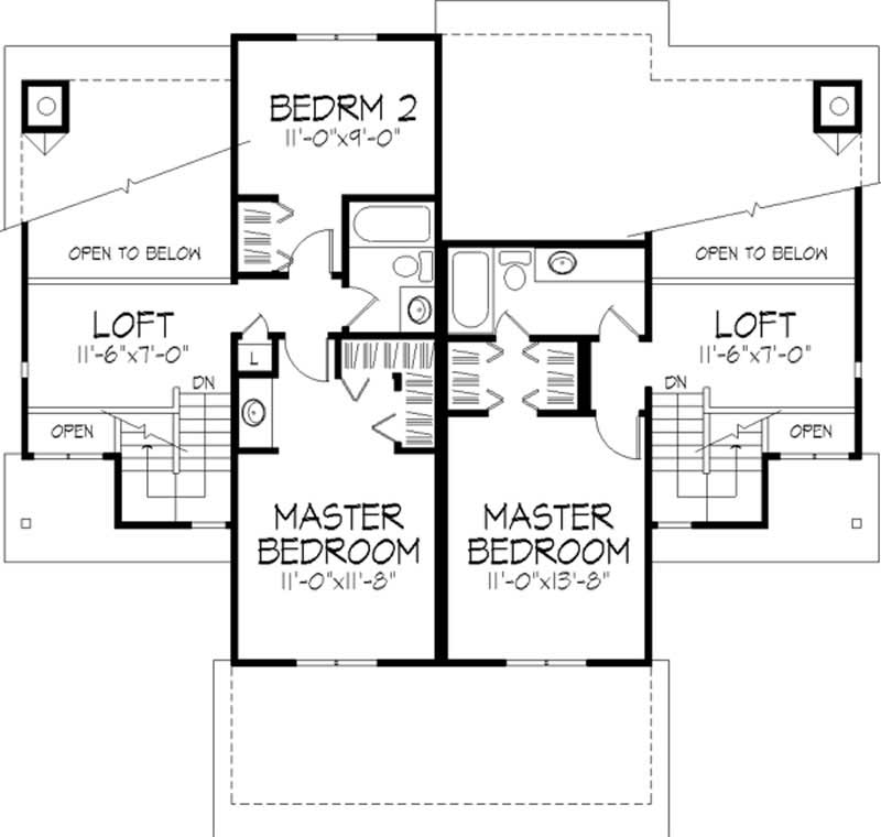 Floor Plan Second Story of Multi-Unit Plan #146-2903