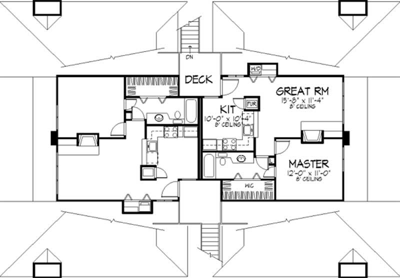 Floor Plan Second Story of Multi-Unit Plan #146-2904