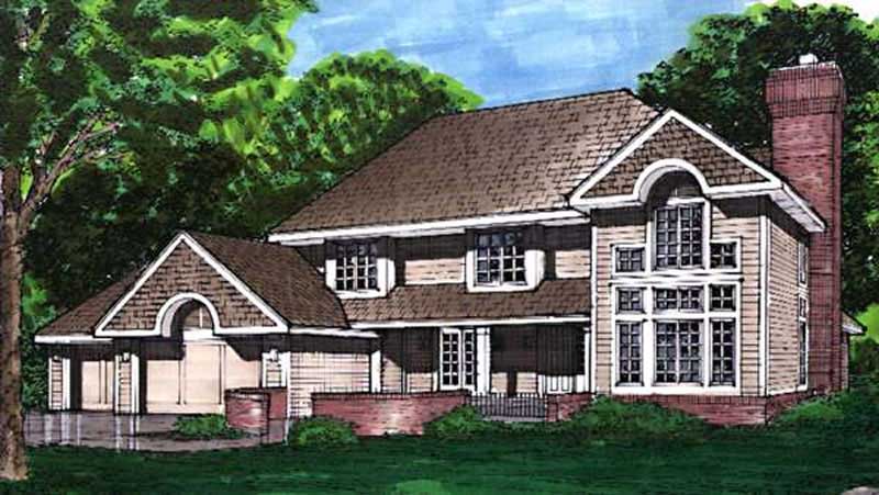 Front view of Country home (ThePlanCollection: House Plan #146-2906)