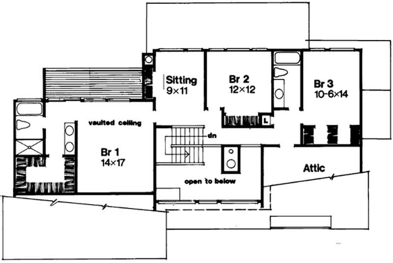 Floor Plan Second Story of Contemporary Plan #146-2908