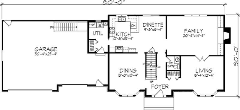 Floor Plan First Story of Colonial Plan #146-2914