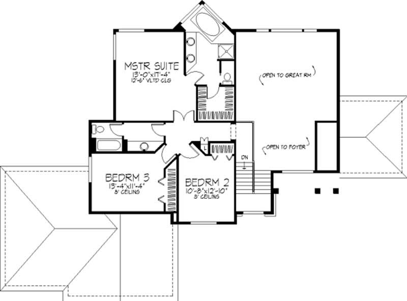 Floor Plan Second Story of European Plan #146-2916