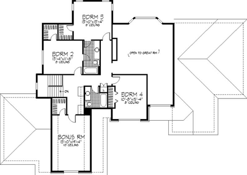 Floor Plan Second Story of European Plan #146-2919