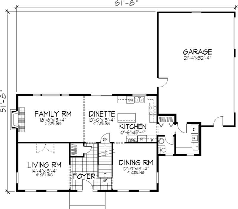 Floor Plan First Story of Colonial Plan #146-2920