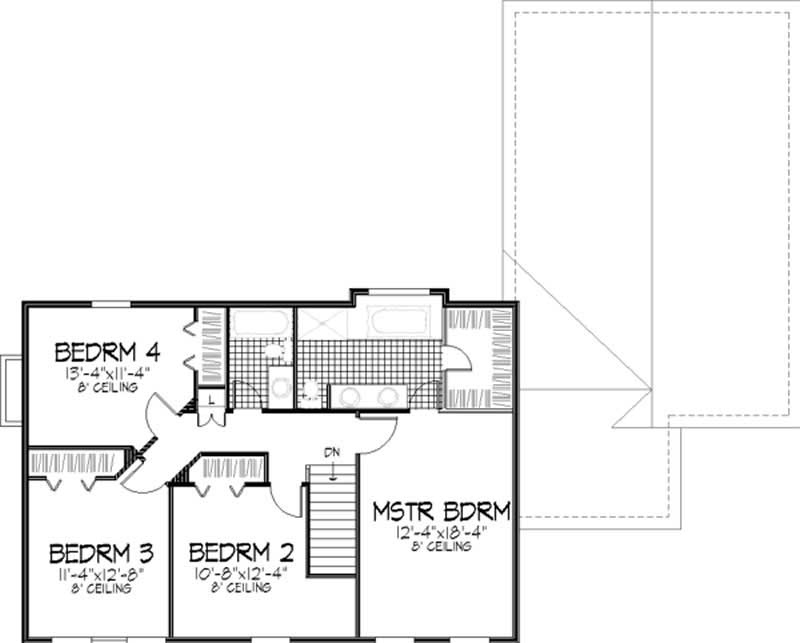 Floor Plan Second Story of Colonial Plan #146-2920