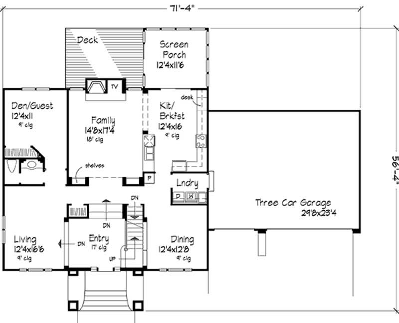 Floor Plan First Story of Colonial Plan #146-2926