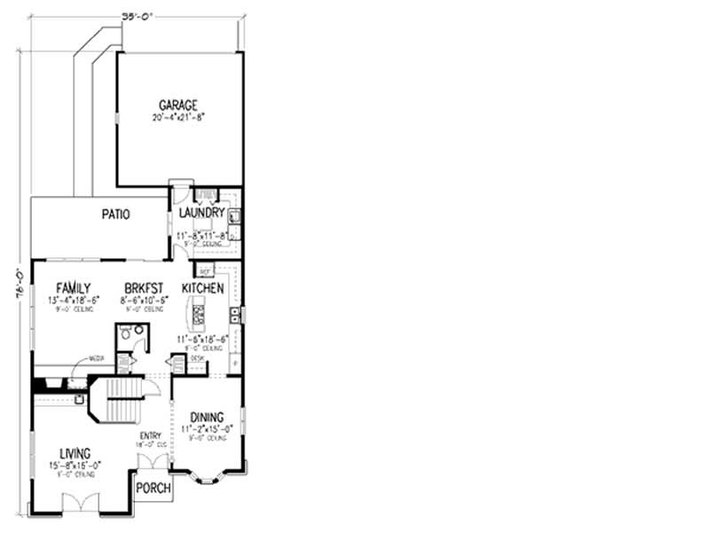 Floor Plan First Story of European Plan #146-2928