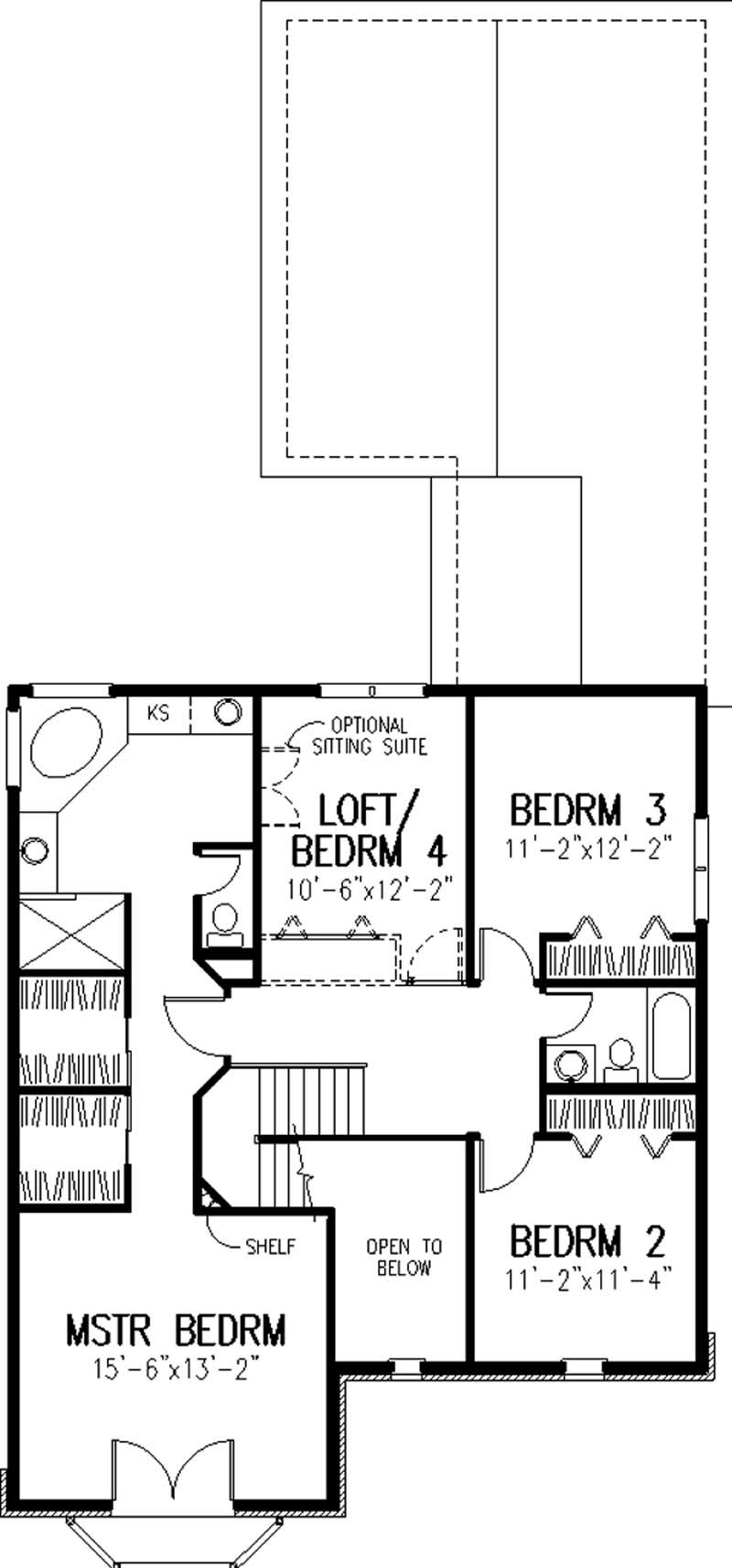 Floor Plan Second Story of European Plan #146-2928