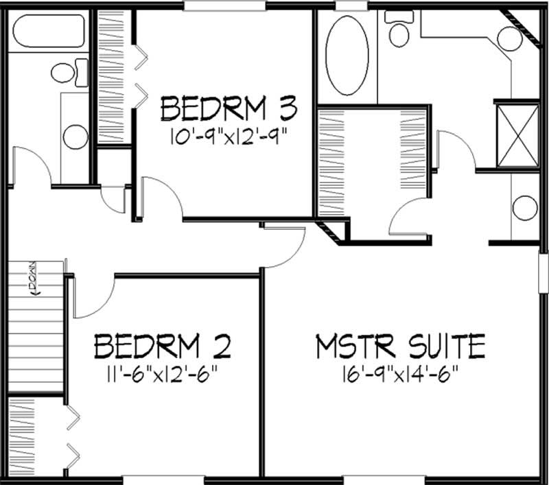 Floor Plan Second Story of Tudor Plan #146-2937