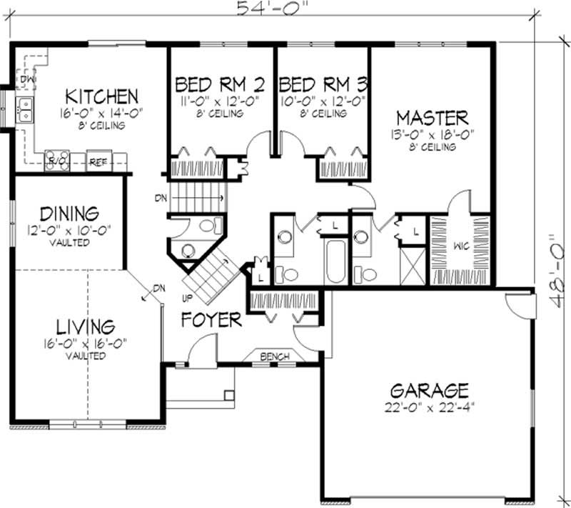 Floor Plan First Story of Cape Cod Plan #146-2939