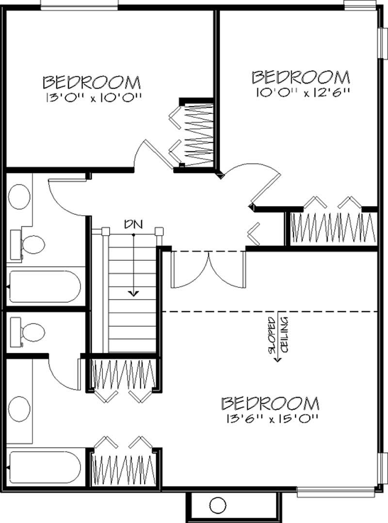 Floor Plan Second Story of Country Plan #146-2951