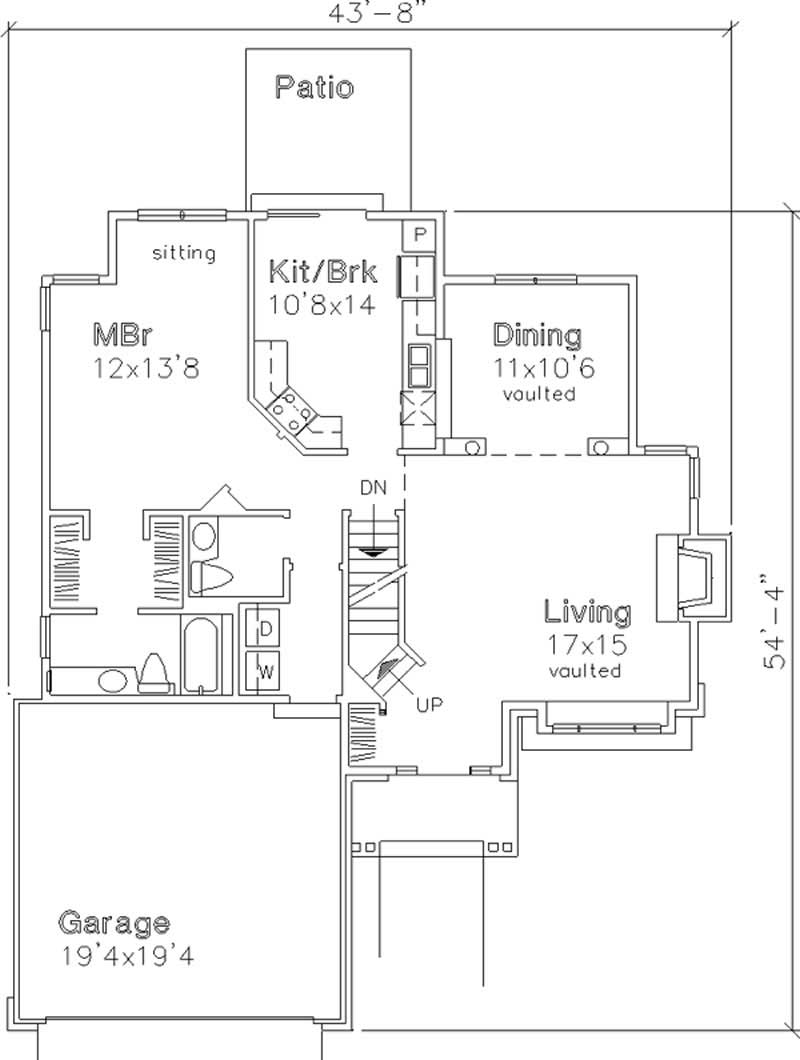 Floor Plan First Story of Cape Cod Plan #146-2952