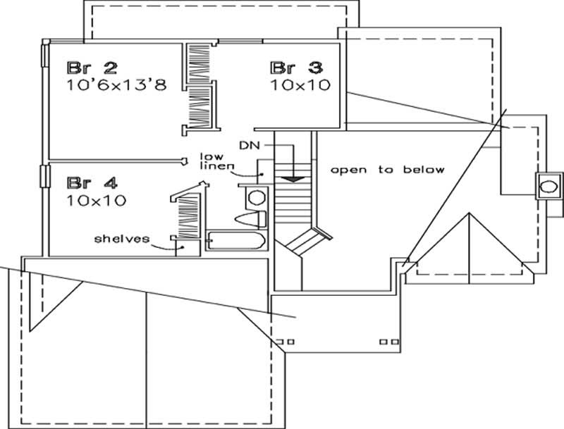 Floor Plan Second Story of Cape Cod Plan #146-2952