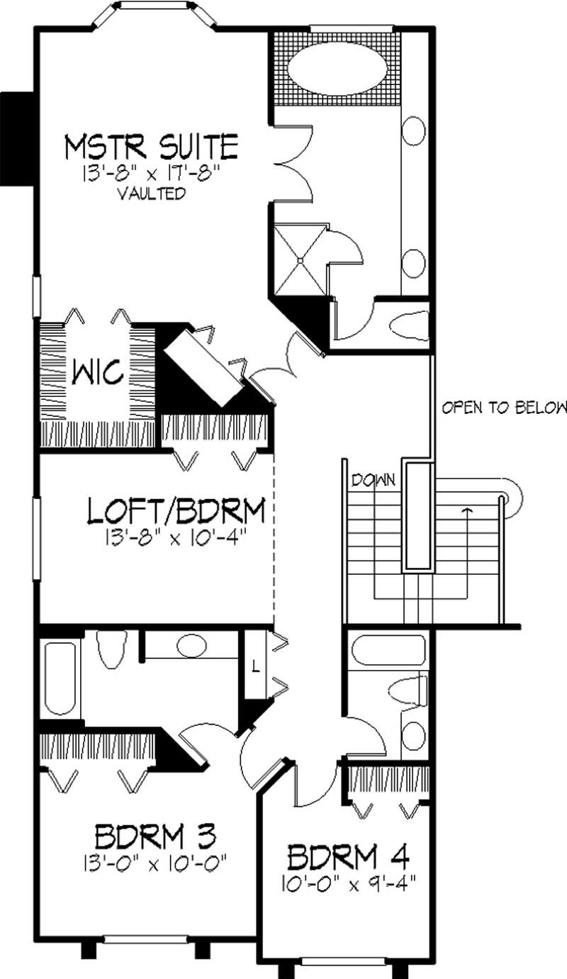Floor Plan Second Story of Cape Cod Plan #146-2953