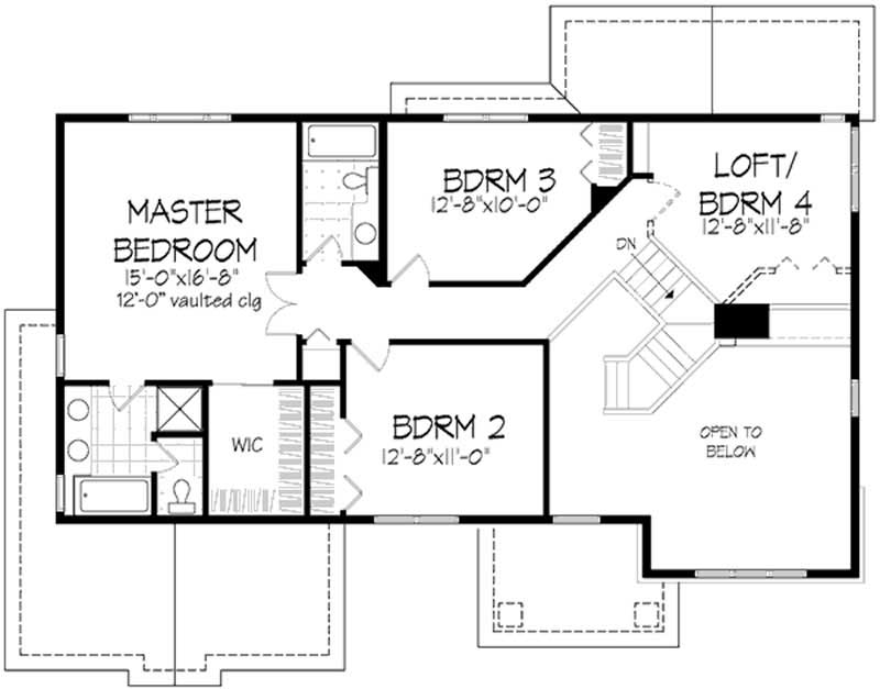Floor Plan Second Story of Country Plan #146-2955