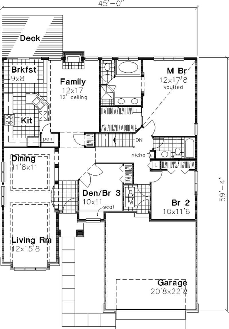 Floor Plan First Story of European Plan #146-2963
