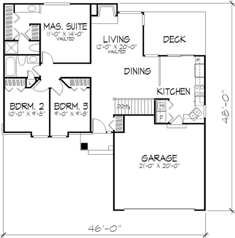 Floor Plan First Story of Country Plan #146-2964