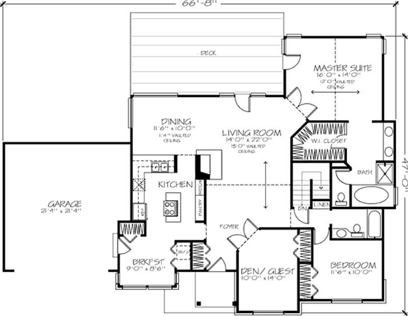 Floor Plan First Story of Ranch Plan #146-2965