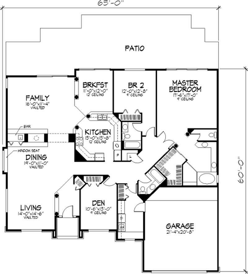Floor Plan First Story of European Plan #146-2973