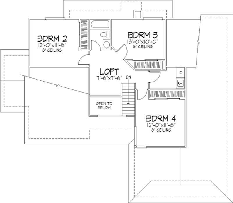 Floor Plan Second Story of Cape Cod Plan #146-2976
