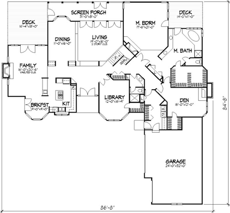 Floor Plan First Story of Country Plan #146-2979