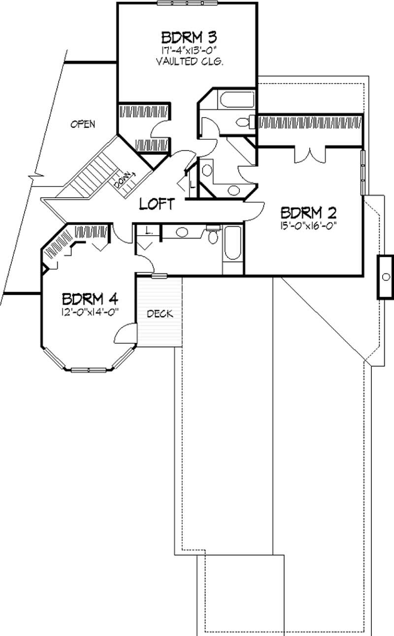 Floor Plan Second Story of Country Plan #146-2979