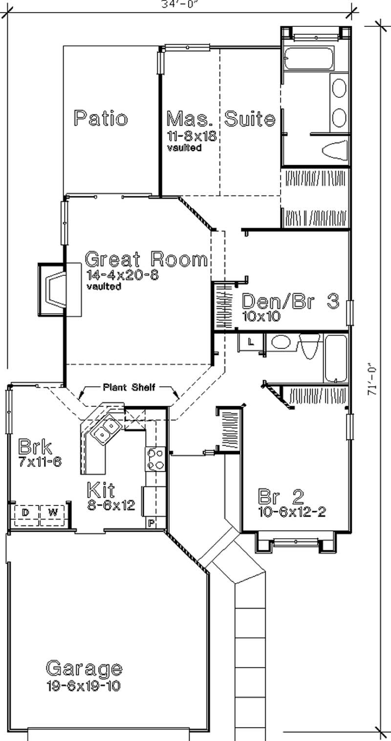 Floor Plan First Story of Florida Style Plan #146-2982