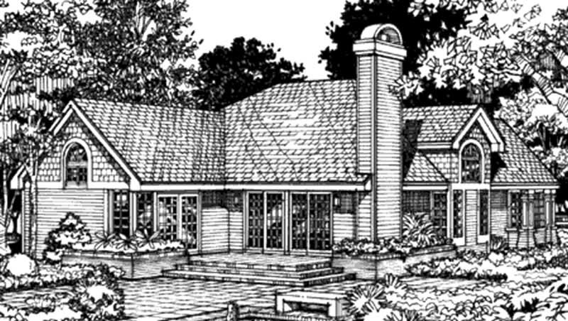 Home Plan Rear Elevation of this 1-Bedroom,1421 Sq Ft Plan -146-2984