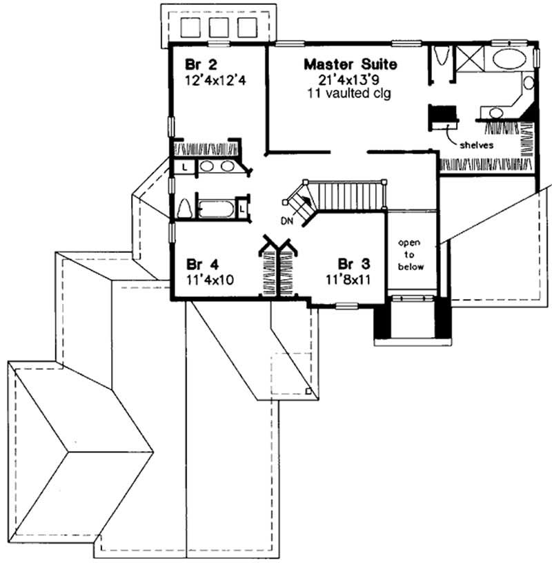 Floor Plan Second Story of European Plan #146-2986