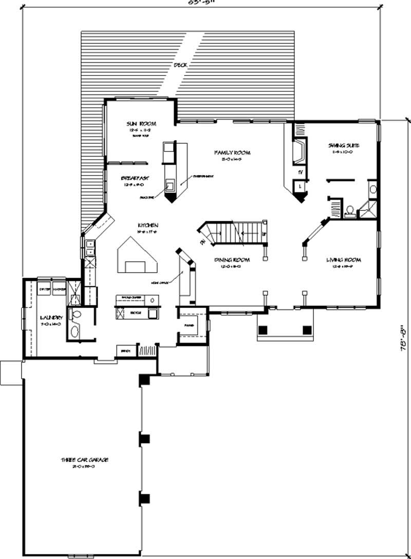 Floor Plan First Story of European Plan #146-2988