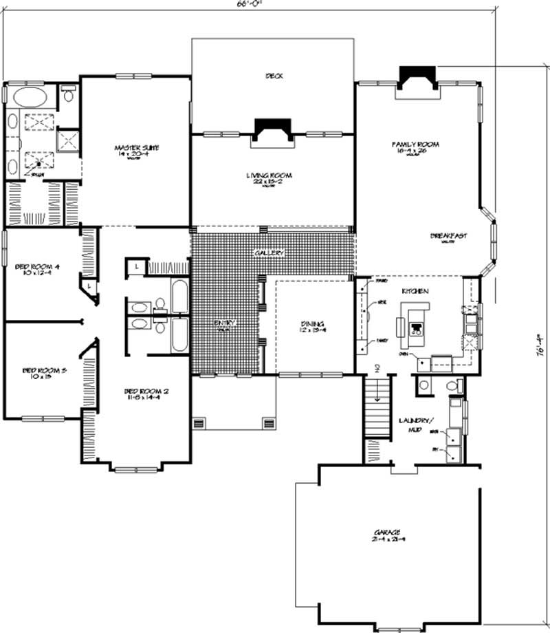 Floor Plan First Story of Florida Style Plan #146-2993
