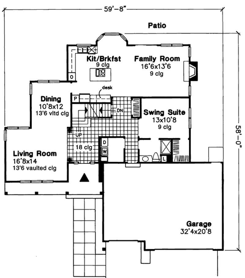 Floor Plan First Story of Country Plan #146-2994