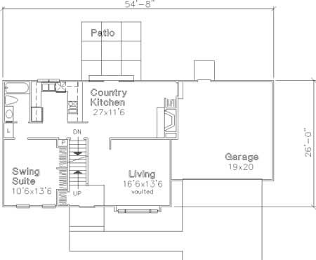 Floor Plan First Story of Cape Cod Plan #146-2995