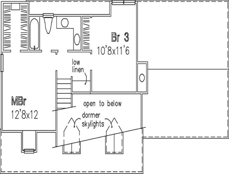 Floor Plan Second Story of Cape Cod Plan #146-2995
