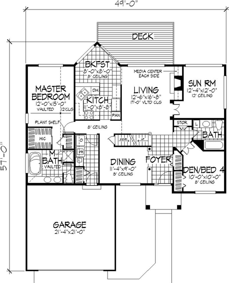 Floor Plan First Story of European Plan #146-3000