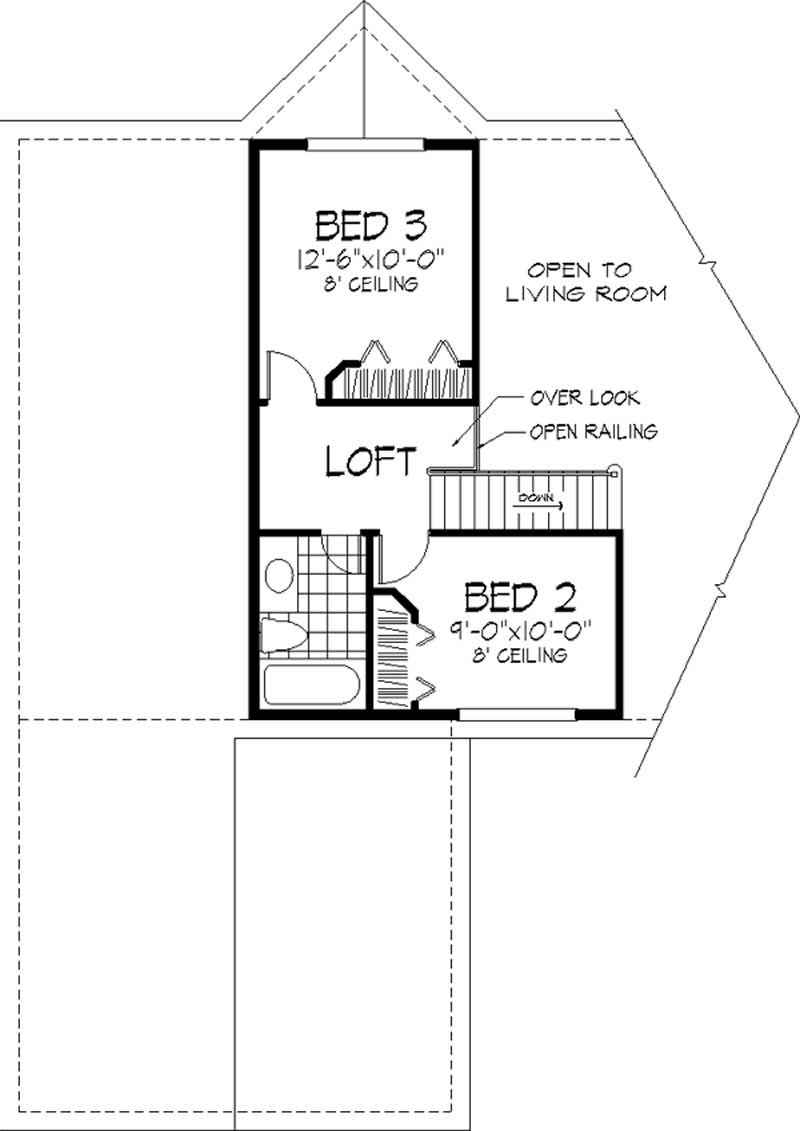 Floor Plan Second Story of European Plan #146-3000