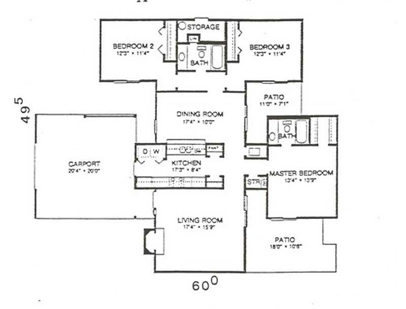Floor Plan First Story of Small House Plans #147-1000