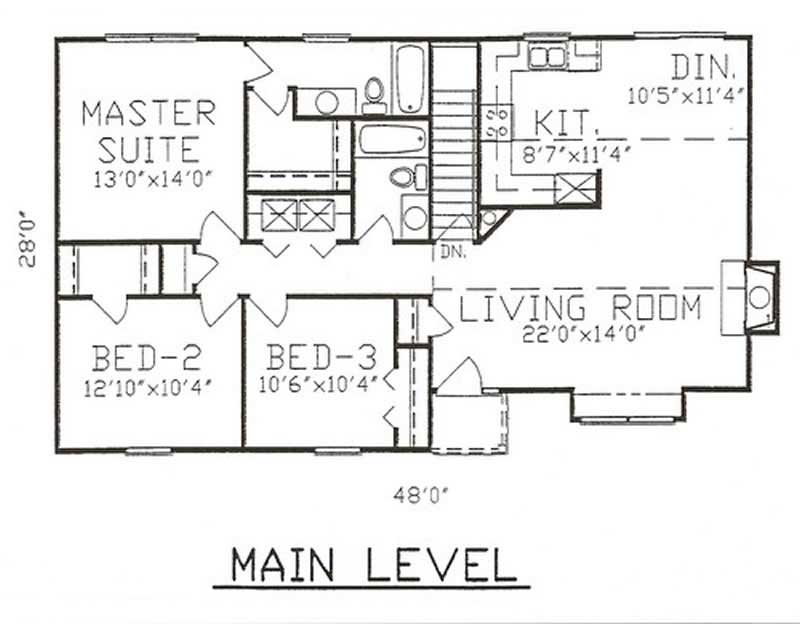 Floor Plan First Story of Ranch Plan #147-1002