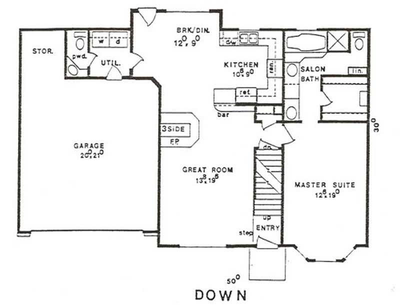 Floor Plan First Story of Traditional Plan #147-1004