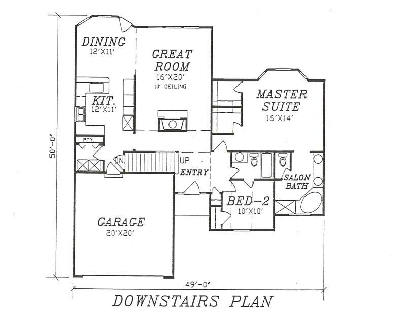Floor Plan First Story of Country Plan #147-1011