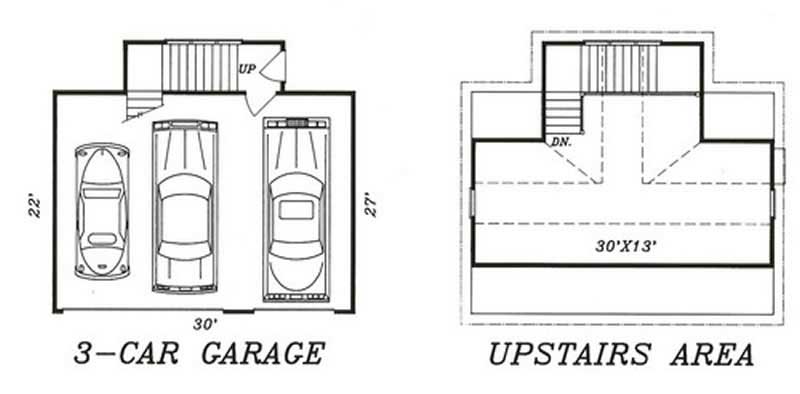 Floor Plan First Story of Garage Plan #147-1016