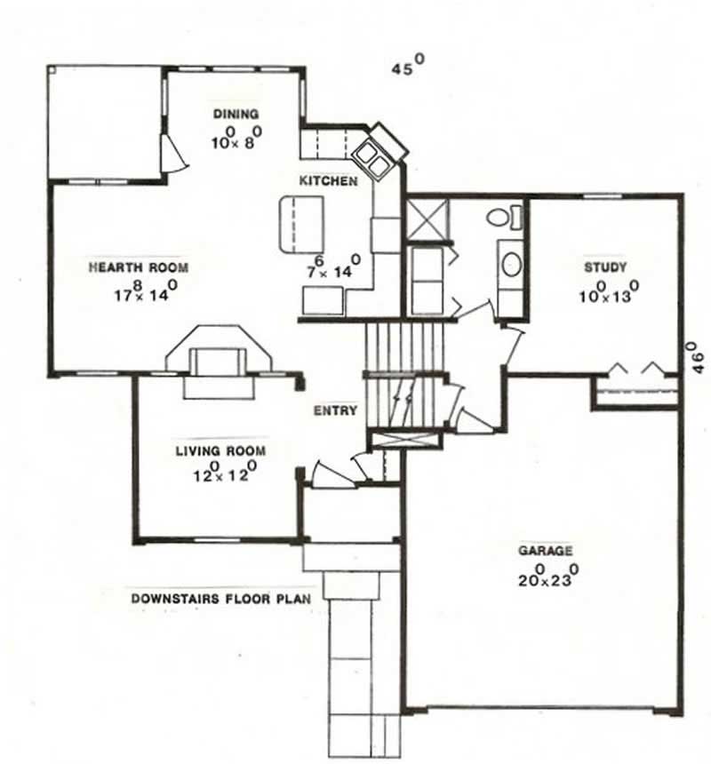 Floor Plan First Story of Multi-Level Plan #147-1018