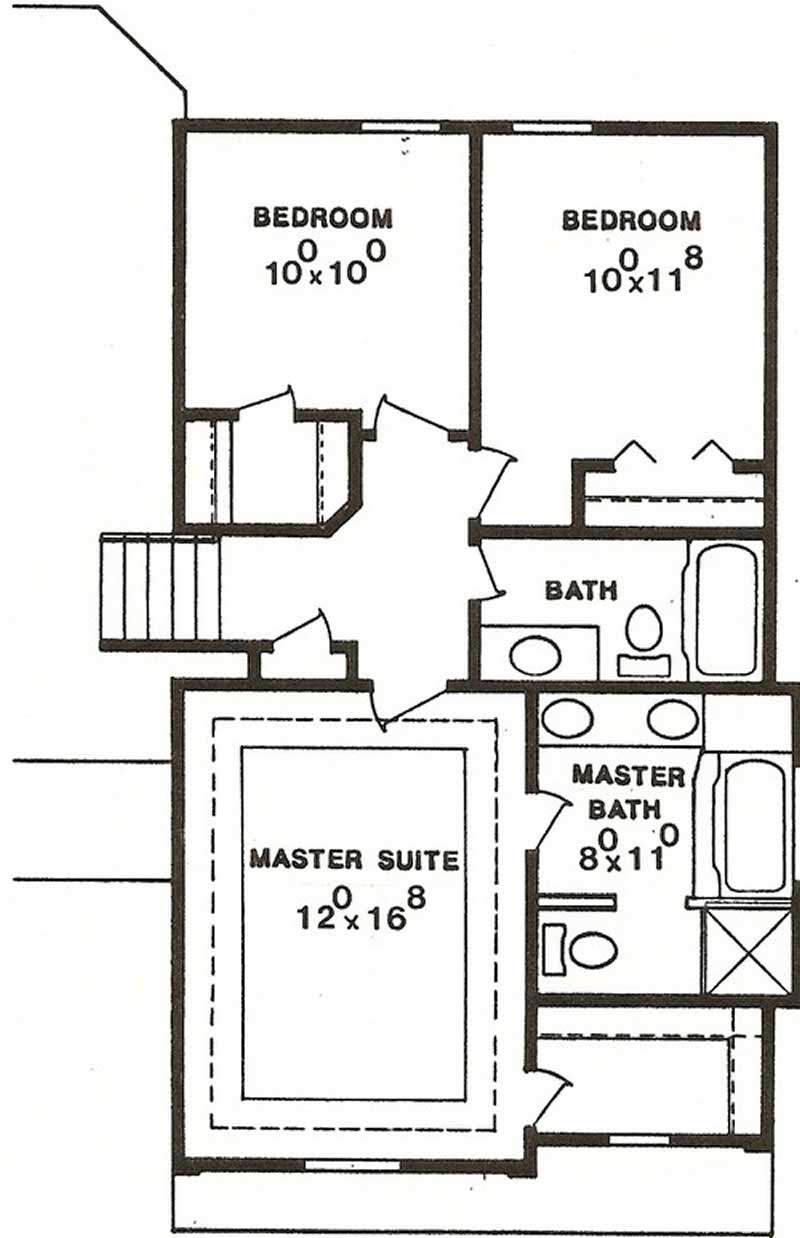 Floor Plan Second Story of Multi-Level Plan #147-1018