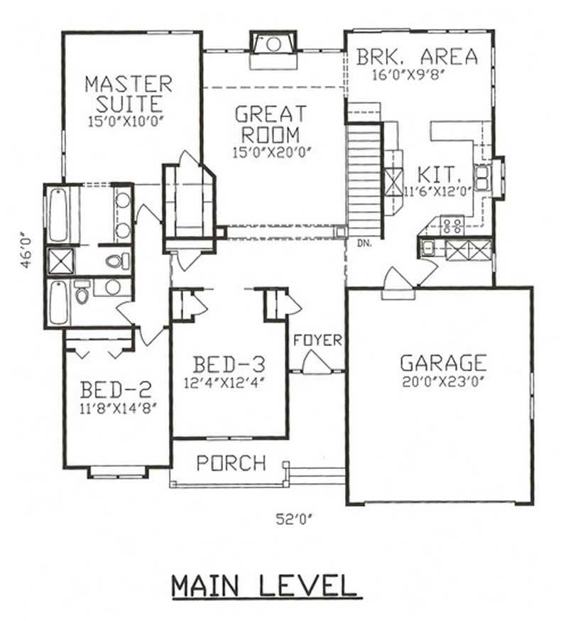Floor Plan First Story of Ranch Plan #147-1019