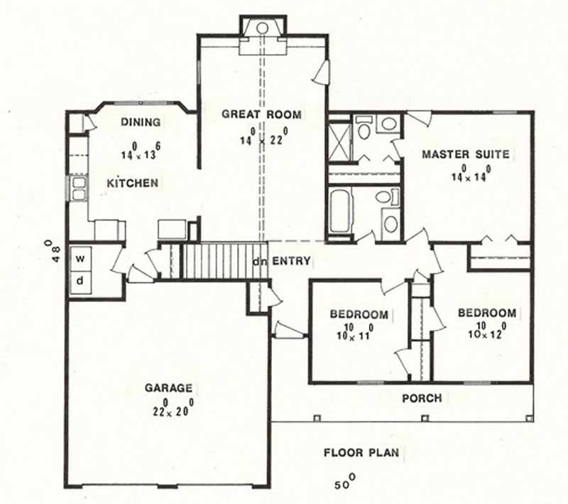 Floor Plan First Story of Country Plan #147-1021