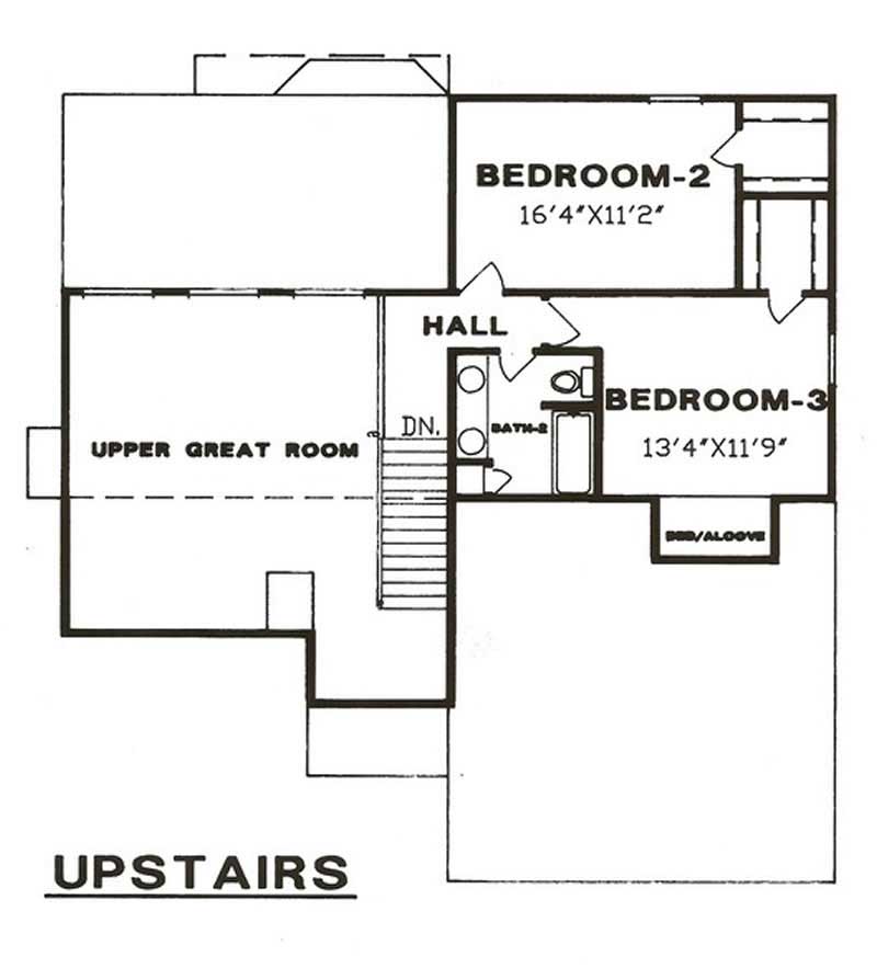 Floor Plan Second Story of Contemporary Plan #147-1025